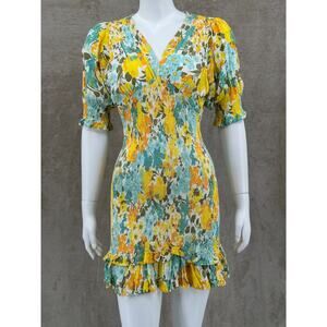 Faithfull The Brand Dress Womens Small Margarita Floral‎ Mini Ruffle Summer Boho